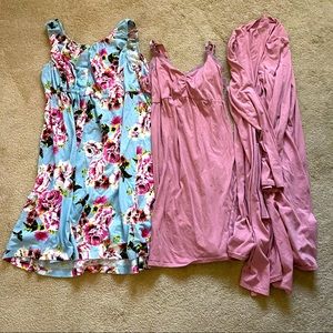 2 Maternity Nursing Nightgowns with 1 Robe